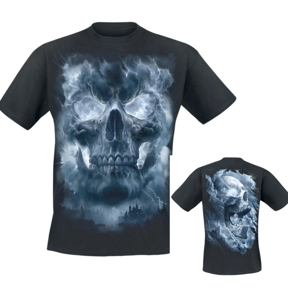 Gothic Streetwear Brand - เสื้อยืดลายกราฟิก Grave Skies Dark Gothic Spiral