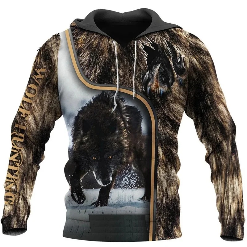 Streetwear Brand Tracksuit - เสื้อฮู้ดลายหมาป่าสำหรับผู้ชาย เสื้อฮู้ด 3D แบรนด์ เสื้อสเวตเชิ้ต แจ็คเก็ต