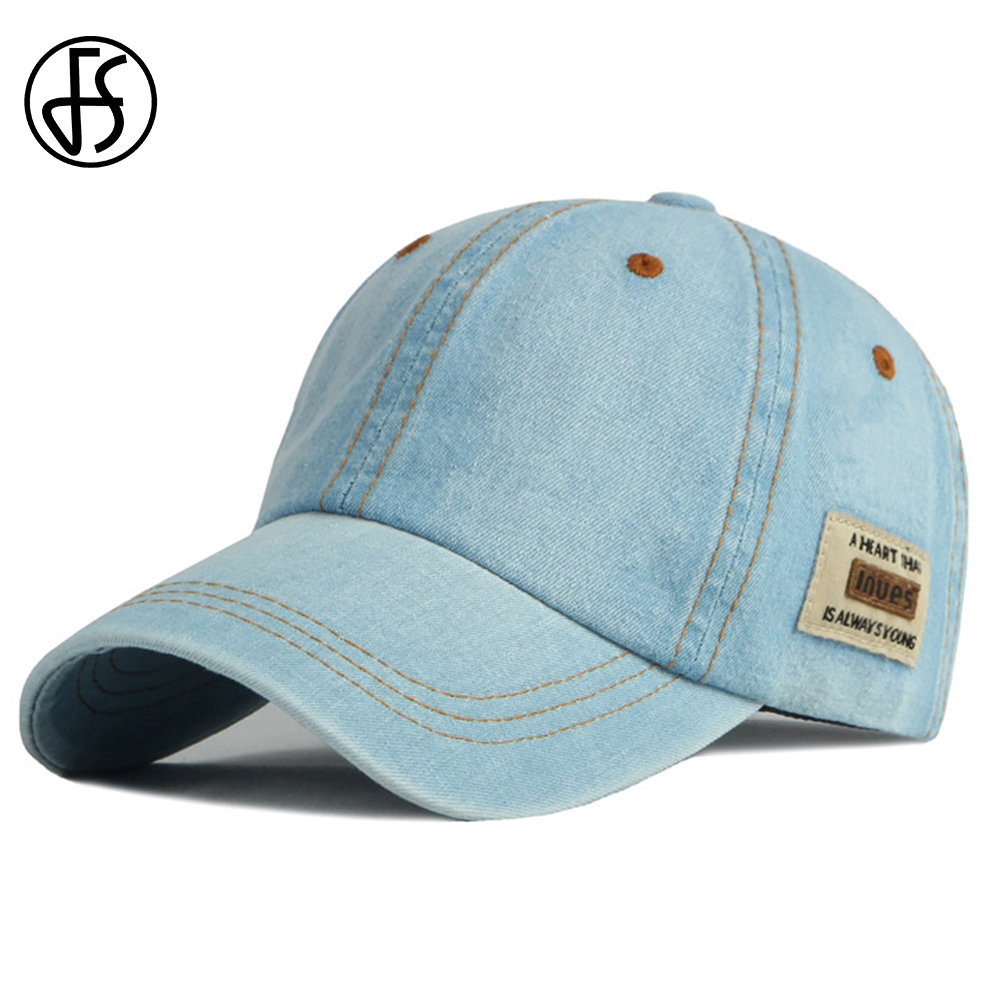 Cap Streetwear Brand - หมวกยีนส์สีน้ำเงินยี่ห้อ FS สำหรับผู้ชาย หมวกเบสบอลฤดูร้อน หมวกดีไซน์หรูสำหรับผู้หญิง หมวกสตรีทแวร์