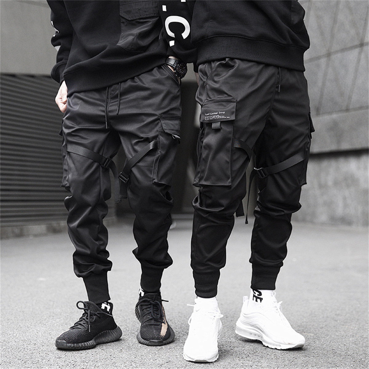 Gothic Streetwear Brand - กางเกงคาร์โก้ฮิปฮอปสีดำสำหรับผู้ชายกางเกงแฟชั่นแนวสตรีทแวร์สไตล์เกาหลีทรงหลวมแฟชั่น celana Panjang Brand อเนกประสงค์สำหรับฤดูร้อน