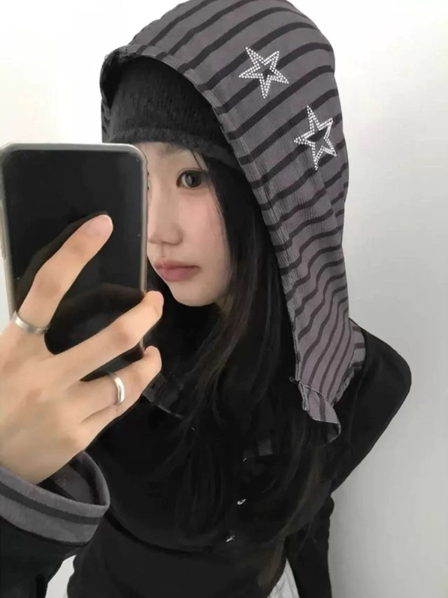 เสื้อยืดฮู้ดลายทางสไตล์ Y2K ซั - Streetwear Brand Y2K บทวิจารณ์และราคา