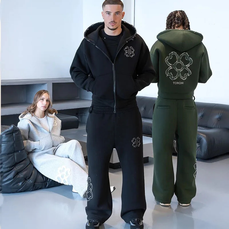 ชุดเซ็ตฮู้ดดี้ซิปติดกระดุมลายใ - Streetwear Brand Y2K บทวิจารณ์และราคา