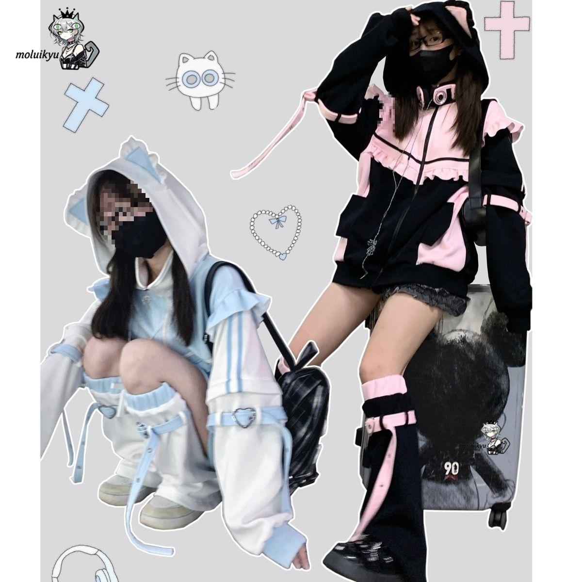 เสื้อฮู้ดดี้หูแมวสไตล์ Y2K สีช - Streetwear Brand Y2K บทวิจารณ์และราคา