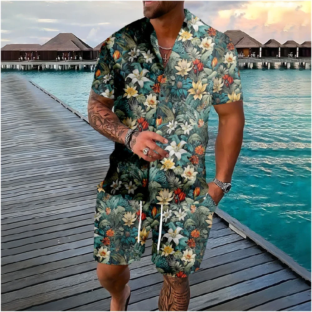 ฮาวายปาล์มต้นไม้ Florals ปุ่มเ - Streetwear Brand Tracksuit บทวิจารณ์และราคา